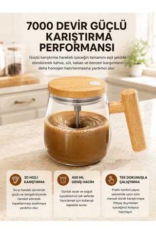 Mey İthalat Manyetik Karıştırıcı Kupa 400 Ml, C Tipi Şarjlı, Akıllı Tasarım Yeni Nesil Çok Renkli