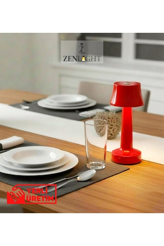 Zenlight Metal Dokunmatik Şarjlı Masa Lambası 320-1 Kırmızı