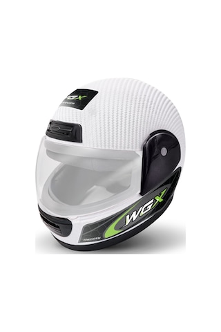Wogen Fullface Kask Karbon Beyaz - Yeşil
