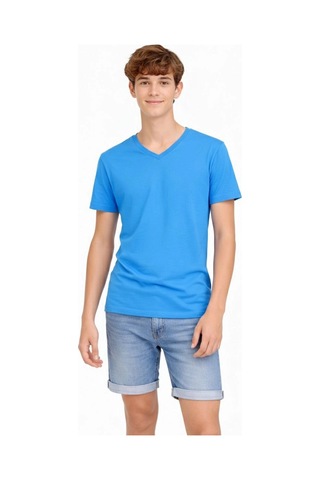 Wear Vexel Genç Erkek Çocuk V Yaka Tişört Model - Açık Mavi Çok Renkli