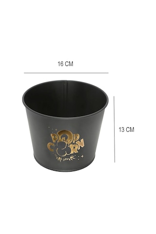 Toptanfoni Metal Popcorn Kutusu - Patlamış Mısır Kovası 1 Adet Siyah