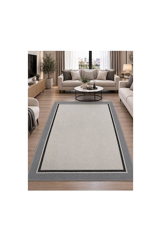 Çift Bordürlü Lüks Orijinal Sisal Dokuma Halısı Salon Halısı Mutfak Halısı Koridor Makine Halısı Gri-siyah-krem 926846847 Gri-siyah-krem