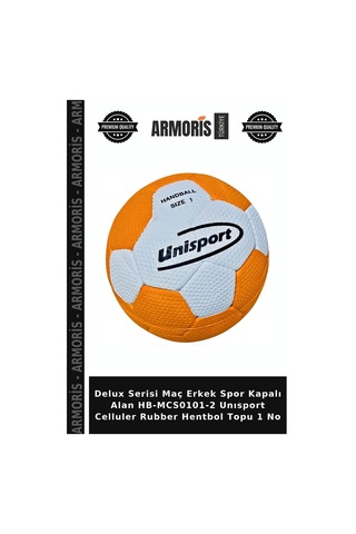 Delux Serisi Maç Erkek Spor Kapalı Alan Hb-mcs0101-2 Unısport Celluler Rubber Hentbol Topu 1 No Beyaz - Turuncu