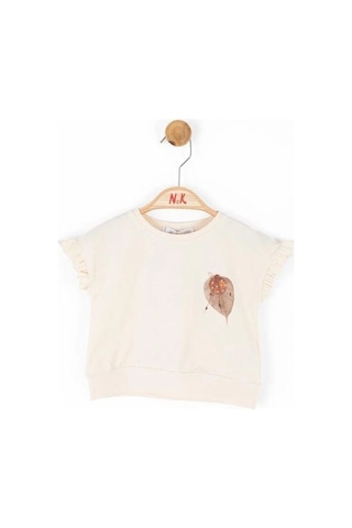 Nk Kids Kız Bebek Kolları Fırfırlı T-shirt-14103 Bej