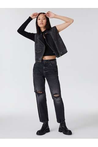 Slim Fit Kadın Yelek Siyah