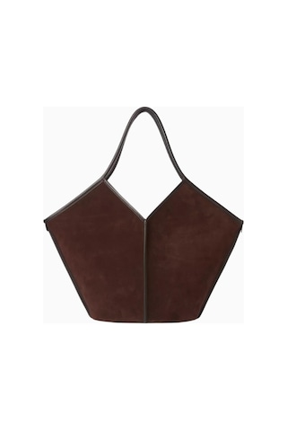 Hereu Calella Orta Boy El Yapımı, Süet Ve Dana Derisi Minimalist Tote Çanta Omuz Çantası Koyu Kahverengi