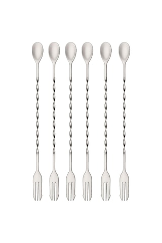 6 Adet 32 Cm Çelik Çift Başlı Kokteyl Karıştırma Barmen Kaşığı Cin582-6