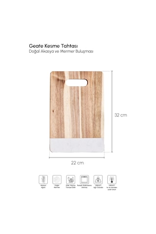 Geate Mermer Akasya Kesme Tahtası 32x22 Cm Kahverengı Diğer
