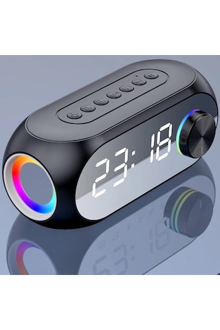 Rgb Led Işıklı Bluetooth Hoparlör Dijital Saat Fm Radyo Şarjlı