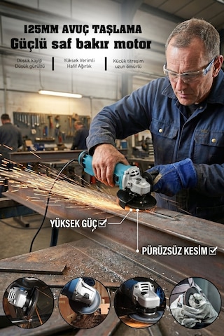 Assur ASR351 750 W 125 MM Avuç Taşlama Spiral Mavi