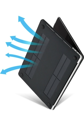 Macbook Air 13.6 İnç A2681 Uyumlu M2 - A3113 M3 A3240 M4 Çip Kılıf Hardcase Siyah