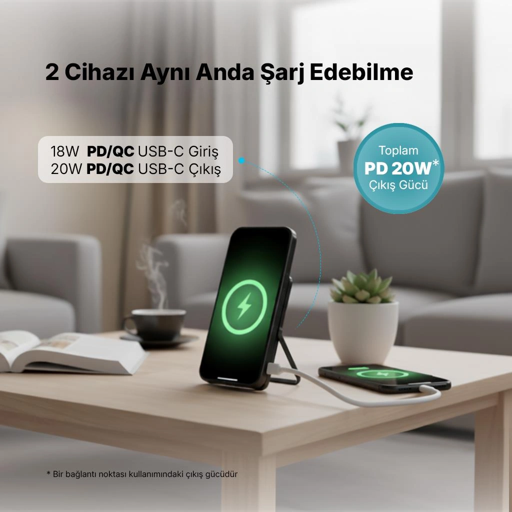 Ttec Recharger M 5.000mah Magsafe Uyumlu Pd 20w Stantlı Kablosuz Taşınabilir Hızlı Şarj Aleti 2bb235 siyah