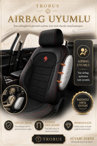 Renault Clio 4 2012-2019 Uyumlu Süvari Serisi Siyah Kırmızı Oto Koltuk Kılıfı