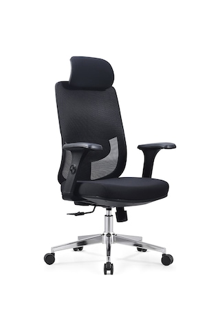 Ofisbazaar Atlas Premium Ergonomik Fileli Yönetici Koltuğu Başlıklı Ofis Ve Çalışma Koltuğu Siyah Siyah