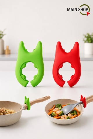Mainshop 4 Lü Set Tencere Kenarı Kaşık Tutucu Ve Kapak Dayanağı - Çok Amaçlı Mutfak Aparatı M-50 Çok Renkli