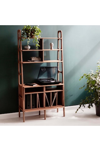 Woodesk Sage, Ahşap Kitaplık Ve Raf Ünitesi, 190x100, Tik Renk,