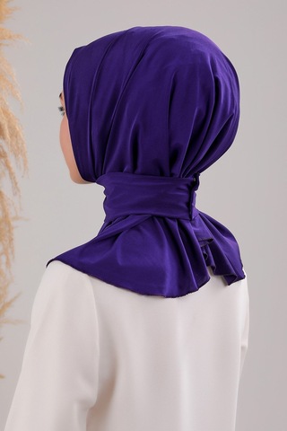 Melodi Scarf Kadın Tesettür Pratik Çıtçıtlı Sandy Fular Hazır Şal Mavi Mavi