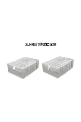 Esti 2 Adet - 8 Gözlü Çekmece Içi Akordiyon Organizer - Large 24 X 37 X 18 Gri-beyaz-2l