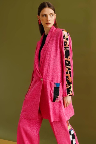 Ghisa Jakar Kumaş Leopar Desenli Pembe Takım 25ygstkm3068 Pembe