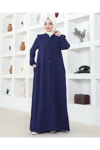 Nevayla Moda Salaş Kesim Aerobin Kumaş Ferace / Lacivert - F137