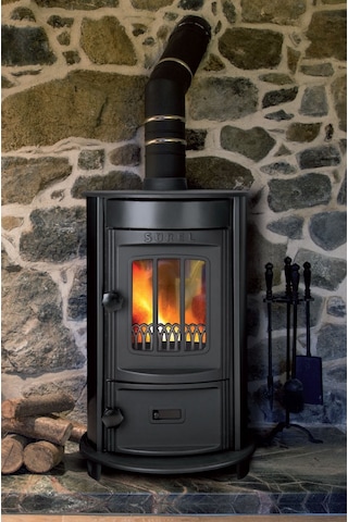 Sürel 5134 Siyah Döküm Mini Yuvarlak Şömine Soba