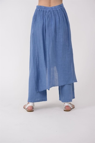Bohem Stil İtalyan Ham Keten Pantolon Etek-8747 Mavi