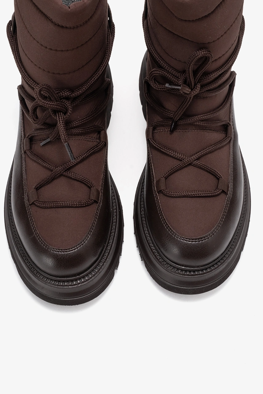 Luvishoes Luvi Shoes Weld Kahverengi Cilt Kadın Kar Botu Kahverengi Deri