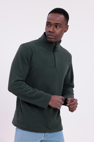 Freemen Erkek Fit Dik Yaka Yarım Fermuarlı Sweatshirt Polar Haki