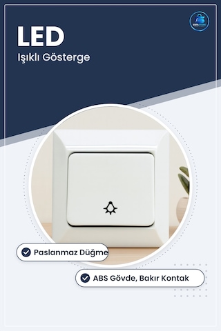 Işıklı Kapı Zili Butonu Led Göstergeli Ev Apartman Ofis Mağaza Gi