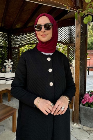 Rabia Şamlı Sinem Çelik Örme Triko Hırka Siyah Normal