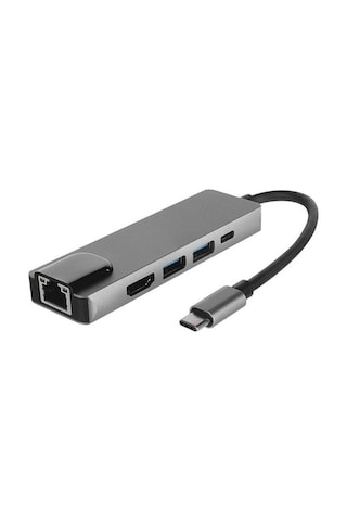 Hytech Hy-usbc80 4k 30hz Gri Metal 2xusb3.0 1xhdmı, 1xpd Gigabit Type C Adaptör-129132