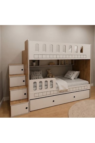 Nesta Yavrulu Fonksiyonel Merdivenli Mdf Ranza Çb 2 90 x 190 CM