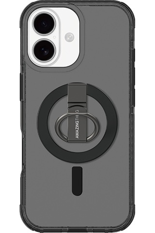 Apple Uyumlu iPhone 17 Kılıf M-safe Şarj Özellikli Yüzük Standlı Amazingthing Titan Pro Serisi Kapak Siyah Siyah