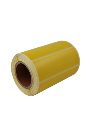 Sarı Zemin Baskılı Kuşe Etiket 100mm X 30mm Ruloda 500 Adet 40mm Kuka Çapında Barkod Yazıcı Etiketi Diğer