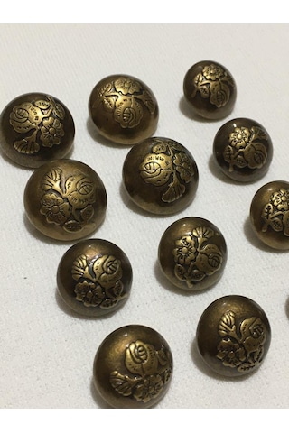 Blazer Ceket Düğmesi Gül Desen Oksit Metalize Plastik Takım 527