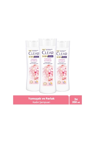 Clear Women Kepeğe Karşı Etkili Şampuan Yumuşak Parlak 3 x 350 ML