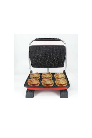 Dökümix Demir Döküm Granit Kırmızı 1800 Watt 4-6 Dilim Ev-sanayi-büfe Tipi Tost Makinası Ve Izgara
