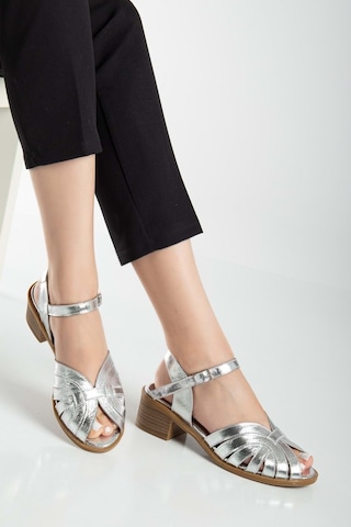 Analin Shoes Kadın Hakiki Deri Bilekten Bağlı Sandalet - Kahve Gumus