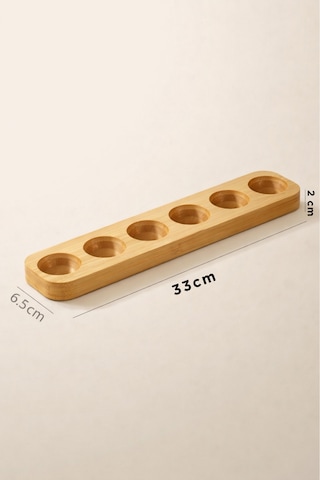 Bambu Yumurtalık 6 Lı Sosluk & Reçellik Seti 2 Li Kahvaltılık Sunumluk Açık Ahşap
