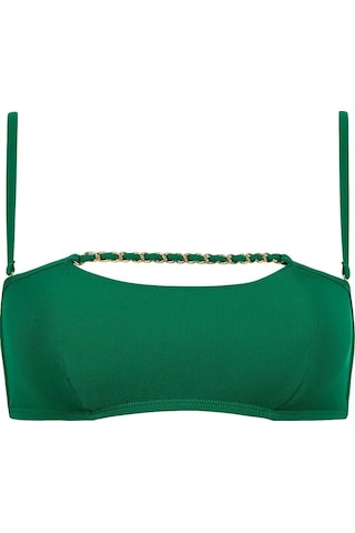 Aubade Sparkling Treasure Bandeau Sütyen, Altın Zincir Detaylı, Geri Dönüşümlü, Askılı Mayo Üstü Yeşil