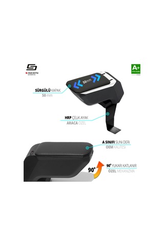 S-Dizayn Hyundai Getz Kol Dayama Kolçak Çelik Ayaklı ABS Siyah 20