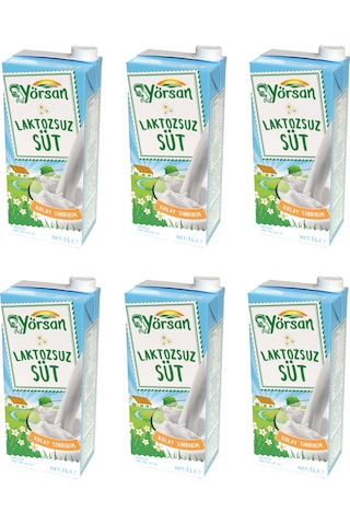 Yörsan Laktozsuz Süt 1 Lt X 6 Adet