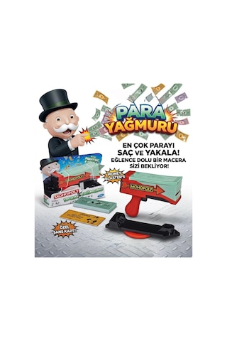Monopoly Para Yağmuru 100 Adet Banknotlu 25 Adet Şans Kartlı Eğlenceli Aile Kutu Oyunu 1