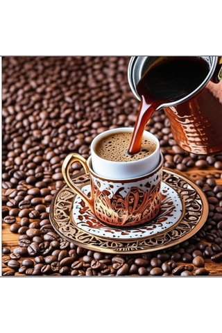 Ludıa Ahşap Saplı El Yapımı Dövme Bakır Cezve No5 Kahve Cezvesi