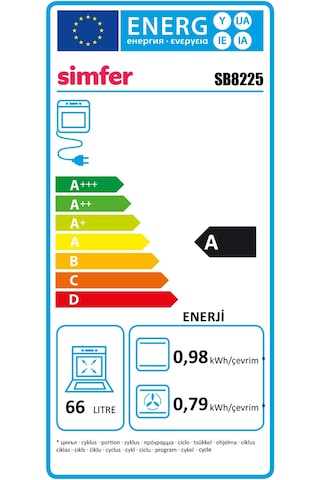 Simfer SB8225 Diamond 66 LT Ankastre Fırın Gümüş