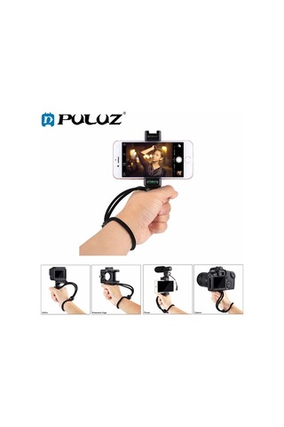Puluz Video Grip Telefon Elde Tutucu+ Bileklik Tripod Adaptörü- 5775 - Siyah