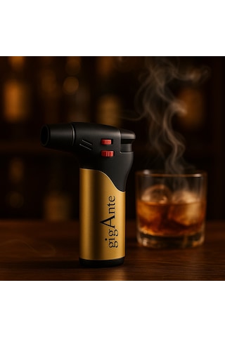 Gigante Premium Pürmüz Çakmak - Viski&kokteyl Tütsüleme Altın