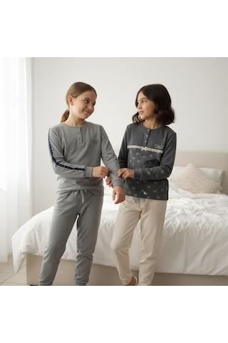 Bonbon Genç Kadın Pamuklu 2 Adet 2'li Pijama Takımı Al507 V2, Al506 V2 Bb2456 Çok Renkli