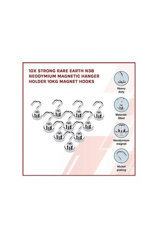 Flybuy 10 Adet Güçlü Neodim Mıknatıs Askı - 8kg Kapasite, Gümüş Paslanmaz Kaplama Gümüş