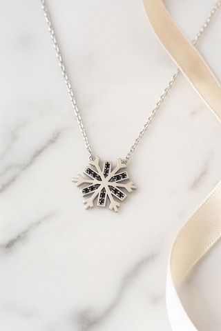 Chavin Silver Kar Tanesi Zirkon Taşlı Gümüş Kolye Dy67sy Gümüş